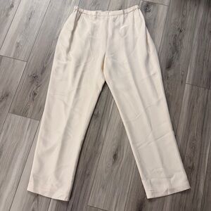 Catherine Regehr 100% Silk Crème Pants Lined Flat Front XXL